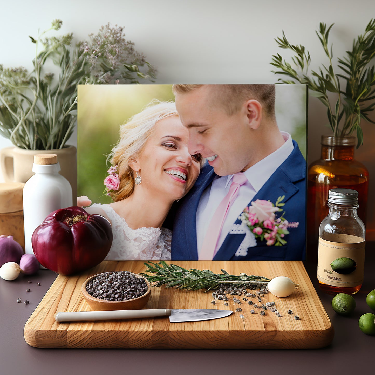 Personalised Photo Worktop Saver Glass Chopping Board